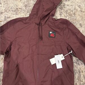 Obey Red Windbreaker Jacket Hooded Casual Style